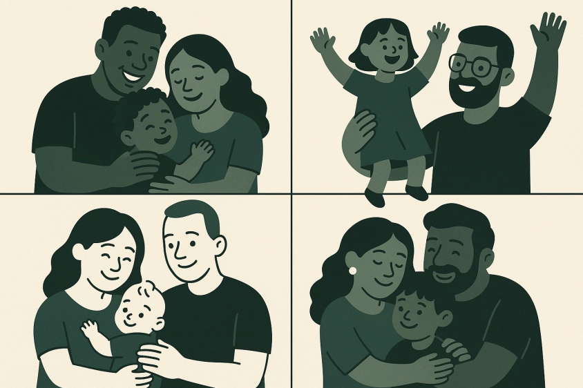 Families celebrating adoption success